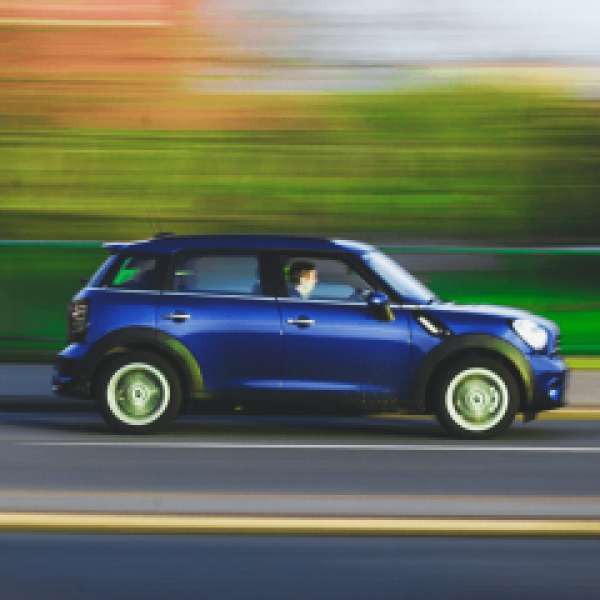 Small car moving fast